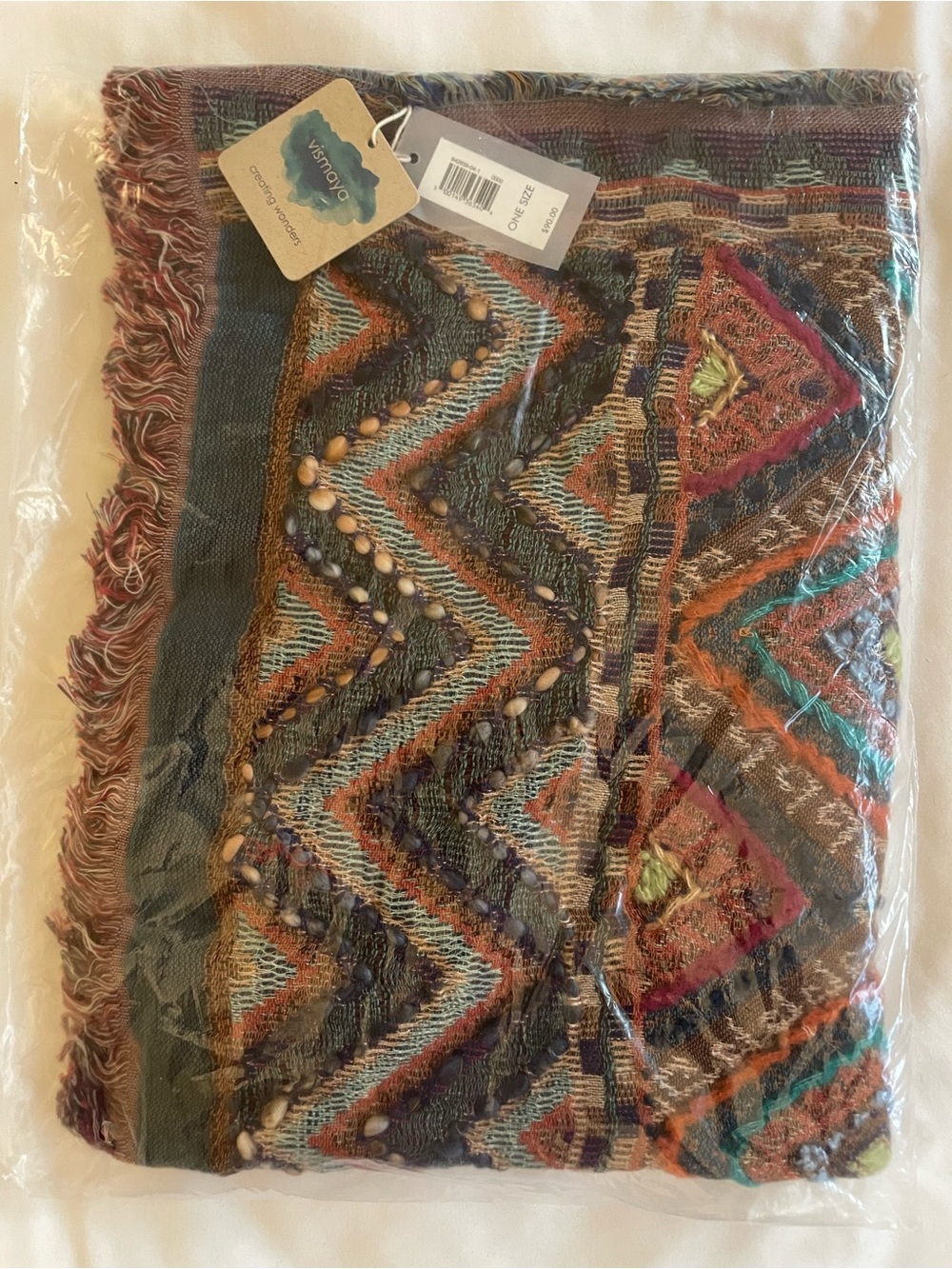 Vismaya Multicolor Woven Fringe Scarf Wrap